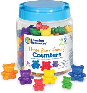 Container of coloured bears