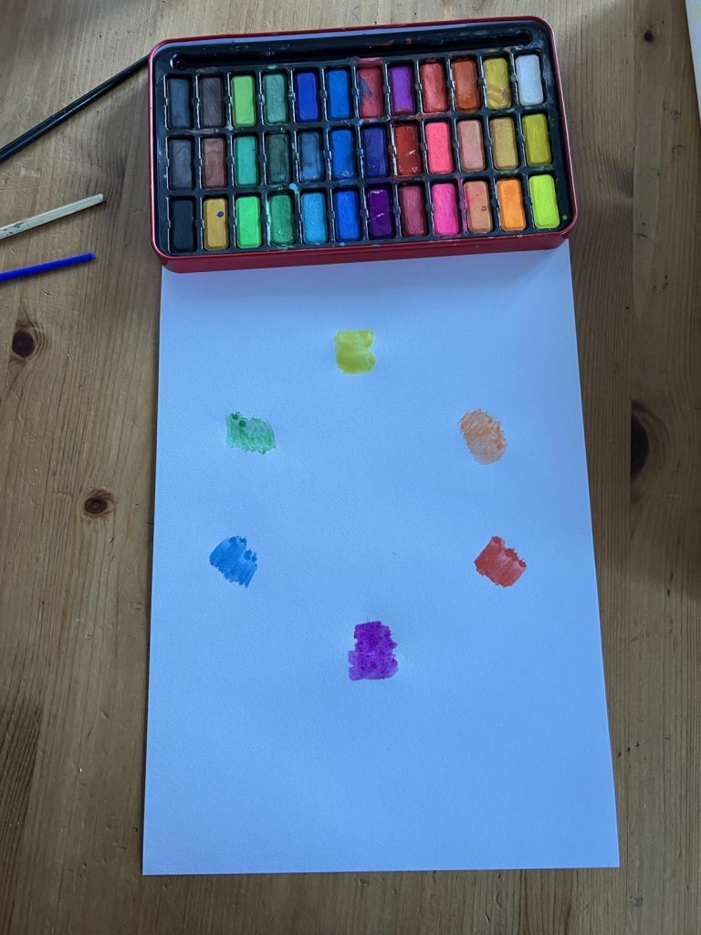 Set up for a lesson on colours
