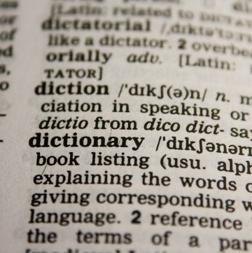 Photo of a dictionary highlighting the word dictionary